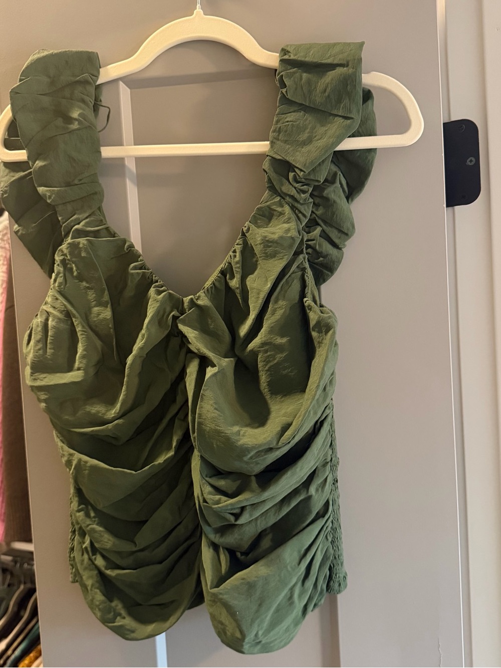 GAP Olive Green Smocked Waist Top